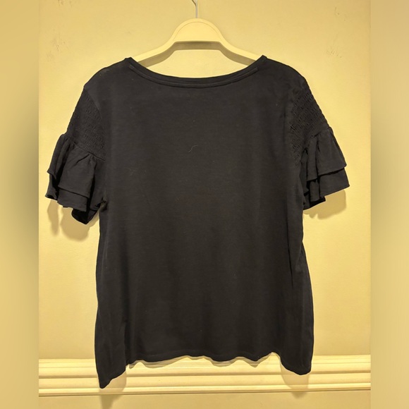 Women's LOFT Short Sleeve Top Navy Blue Size Medium - Picture 5 of 8
